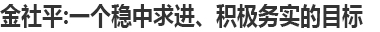 金社平：一個穩中求進、積極務實的目標