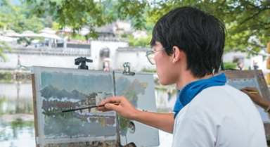 宏村迎來寫生熱